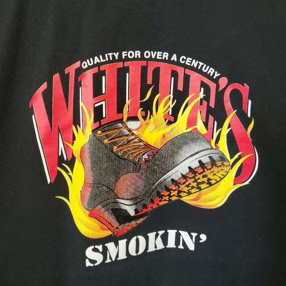 M Men's Black Graphic Tee White's Boots - Picture 1 of 7